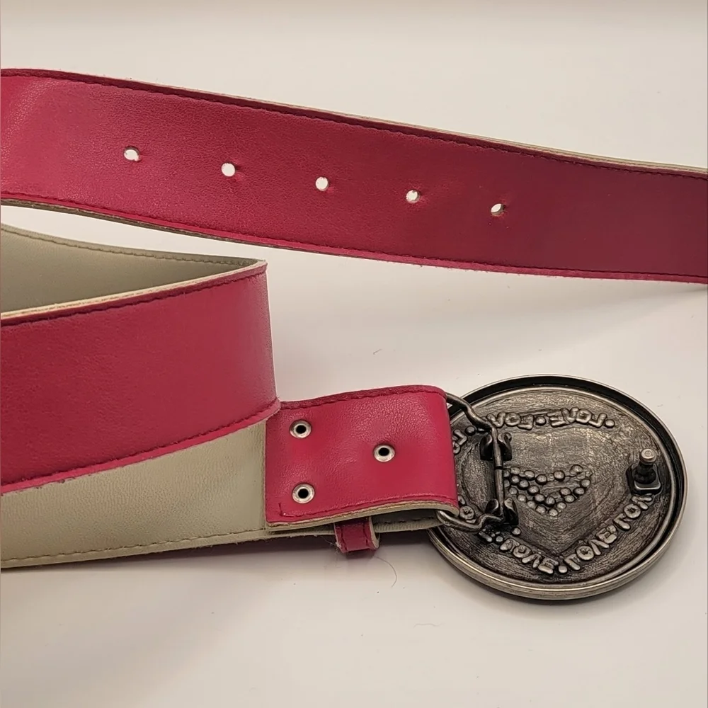 35.5 Y2K Glam VTG Inspired Statment Heart Belt Plate Buckle Love Rhinestone Pink